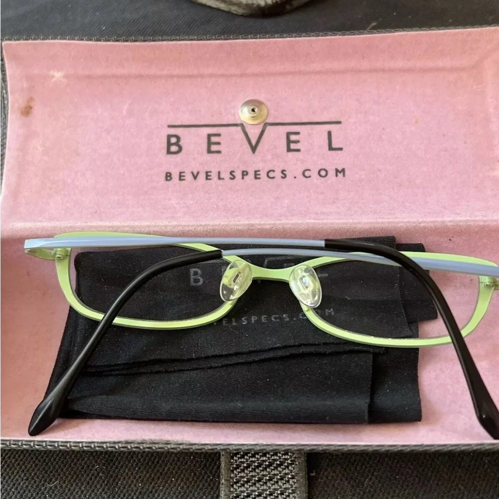 Bevel Eyeglasses Debbie sky Blue light green Frame Case Japan 46-17 Titanium GUC